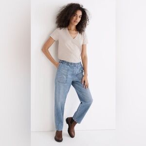 NWT Madewell Pull-On Relaxed Straight Leg Blue Jeans Beswick Wash NG366 XXL